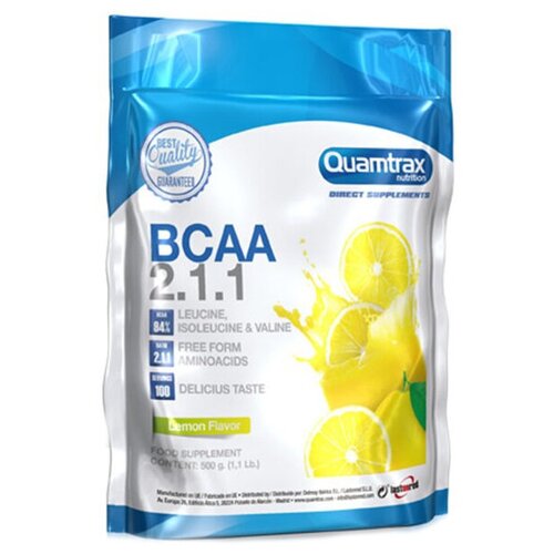 Quamtrax Nutrition BCAA Quamtrax Nutrition BCAA 2:1:1 Powder, 500 г, вкус: лимон комплекс аминокислот bcaa 2 1 1 для набора мышечной массы