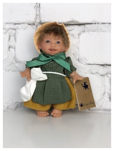 Кукла Lamagik "Джестито", девочка, в желтой шапочке и зеленом сарафане, 18 см, арт. 149-3
