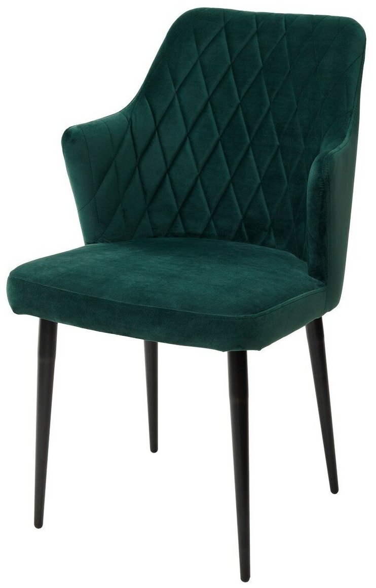 Кухонный-Обеденный Стул-кресло HERMAN зеленый #19, велюр / черный каркас . Для гостиной m-sity (м-сити)