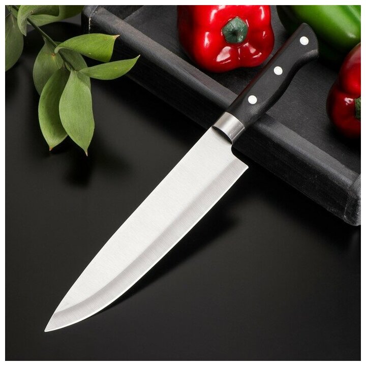 Доляна Нож кухонный Доляна «Кронос», лезвие 20 см, цвет чёрный