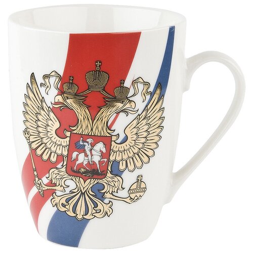 Кружка фарфоровая Герб России 360мл, для чая, для кофе, подарок мужчине