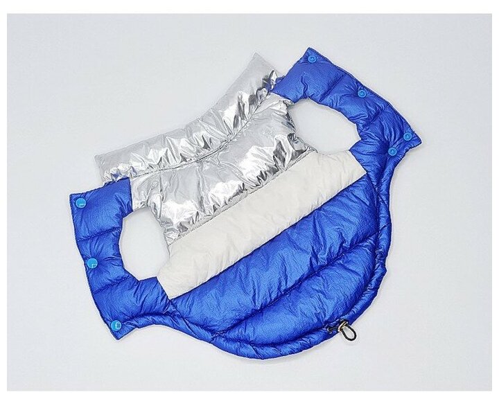 Куртка для собак с утяжкой размер 16 (ДС 36, ОГ 46, ОШ 35), серебряно-синяя 7980740 . - фотография № 2