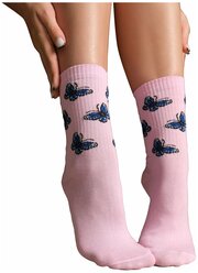 Женские носки с принтом LAMBONIKA Бабочки, цвет: розовый, синий, размер: 38-40
