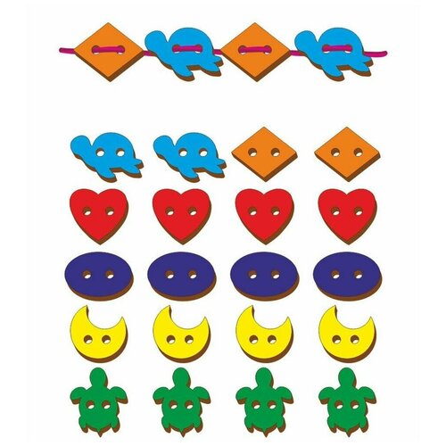 Шнуровка ассорти, набор 24 деталей, 017405