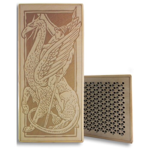 фото Доска садху черная древняя греция - 365, размер 31x14, шаг гвоздей 10 мм чакра