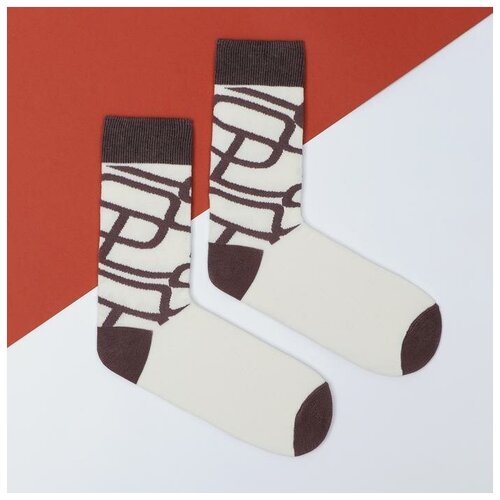 фото Мужские носки sl russian brand, классические, размер 39-40, коричневый, бежевый