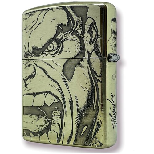 Зажигалка бензиновая Zippo Armor с гравировкой Hulk