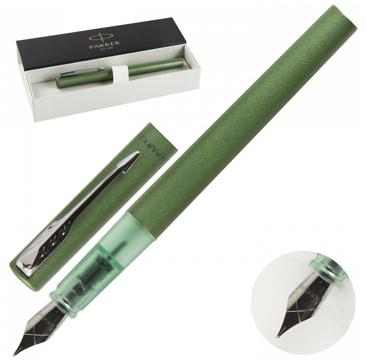 Перьевая ручка Parker Vector XL Green CT, цвет чернил blue, перо: F, в подарочной упаковке.