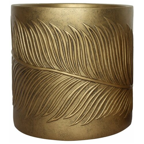 LEAF-R-44-GLD Кашпо Лист, файберстоун, золотистое, D44 H44 cm