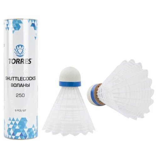 Воланы для бадминтона TORRES 250 BD20109, нейлон/пробка, 6 шт