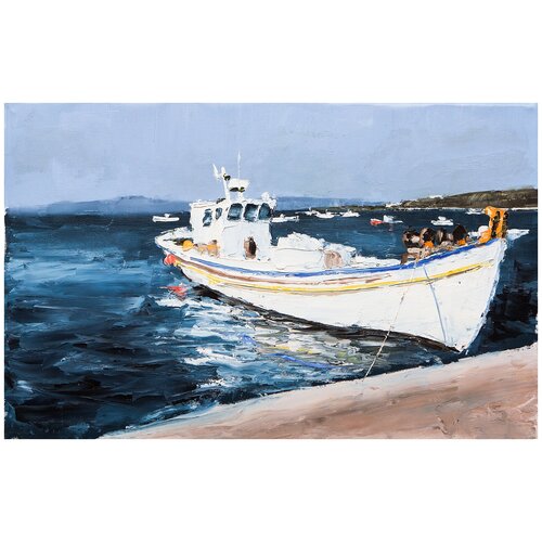 фото Картина маслом "белый баркас" лопушанский русская живопись