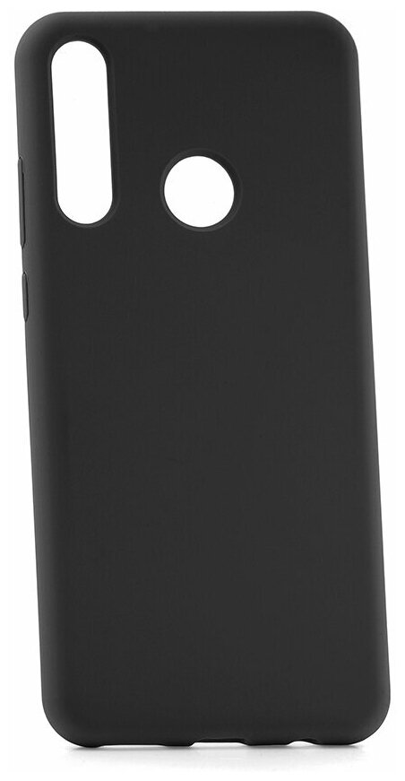 Чехол на Huawei Y6p 2020 Kruche Silicone Plain Black, противоударный пластиковый кейс, защитный силиконовый бампер, софттач накладка с защитой камеры