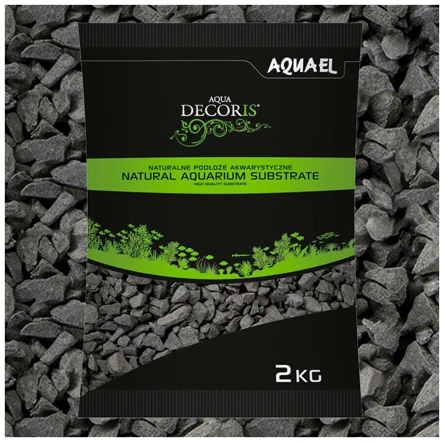 Грунт AQUA DECORIS BASALT GRAVEL 2 - 4мм, 2кг (черный) AQUAEL