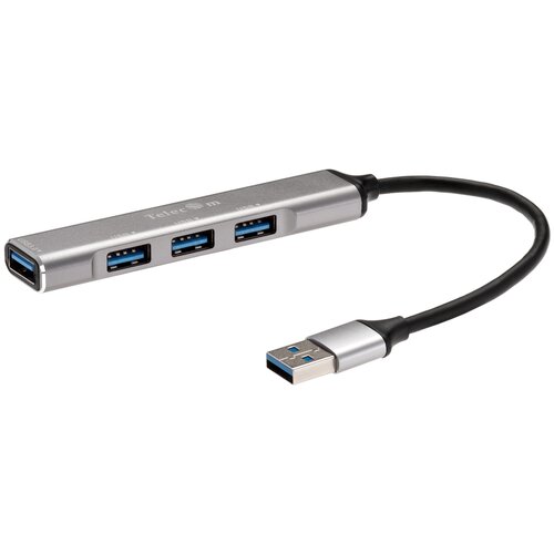 Переходник USB 3.0 адаптер / USB HUB / ЮСБ ХАБ 4 в 1 Telecom USB 3.0 - USB 3.0 + 3 х USB 2.0 20 см алюминиевый корпус серый (TA308U) переходник usb 3 0 адаптер usb hub юсб хаб 4 в 1 telecom usb 3 0 usb 3 0 3 х usb 2 0 20 см алюминиевый корпус серый ta308u