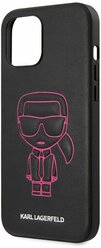 Чехол Lagerfeld для iPhone 12 Pro Max (6.7) PU Ikonik outlines Metal logo Hard Black/Pink