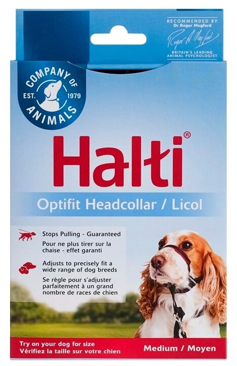 Недоуздок для собак Company of Animals "HALTI Optifit Headcollar", M, черный, 42-54см (Великобритания)