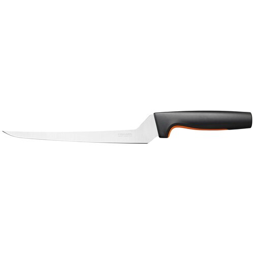 Нож кухонный Fiskars Functional Form 1057540 стальной филейный лезв.216мм прямая заточка черныйоранжевый