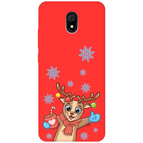 фото Силиконовая чехол-накладка silky touch для xiaomi redmi 8a с принтом "christmas deer" красная gosso
