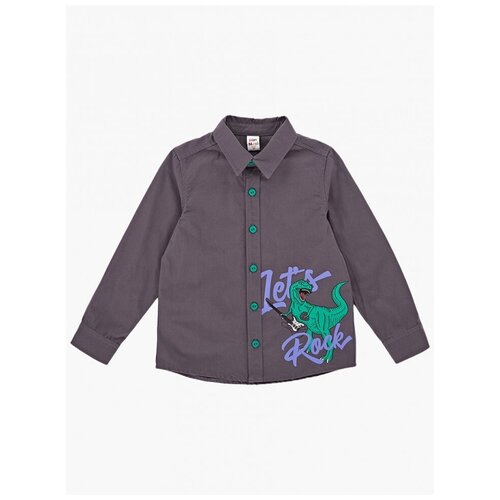 Рубашка для мальчиков Mini Maxi, модель 6020, цвет темно-серый, размер 110