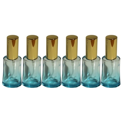 фото Атомайзер цилиндр для духов aromaprovokator лазурно-серое стекло спрей золото 50 мл набор 6 шт
