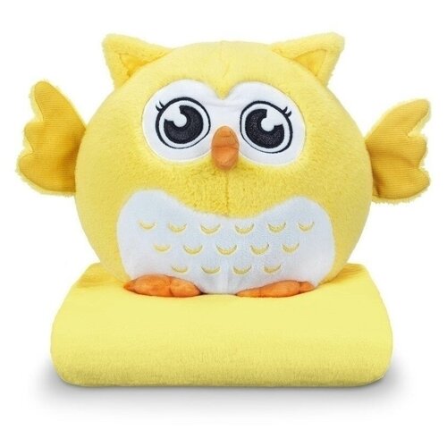фото Мягкая игрушка сова 3 в 1 / плед игрушка подушка / жёлтая сова с одеялом сова с пледом