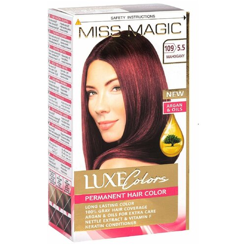 Miss Magic Luxe Colors Стойкая краска для волос c экстрактом крапивы, витамином F и кератином, 109 (5.5) красное дерево, 108 мл
