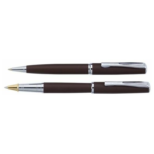 Набор Pierre Cardin PEN&PEN: ручка шариковая + роллер. Цвет - коричневый матовый. Упаковка Е.