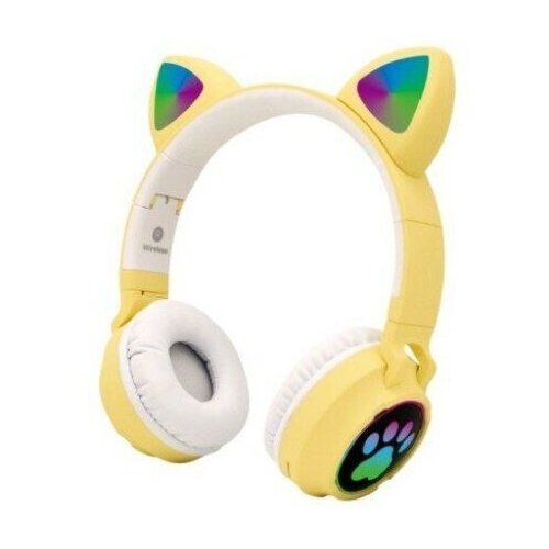 Cat Ear Headphones - B-30 Желтые Беспроводные bluetooth наушники кошачьи ушки лапки светящиеся 138700₽