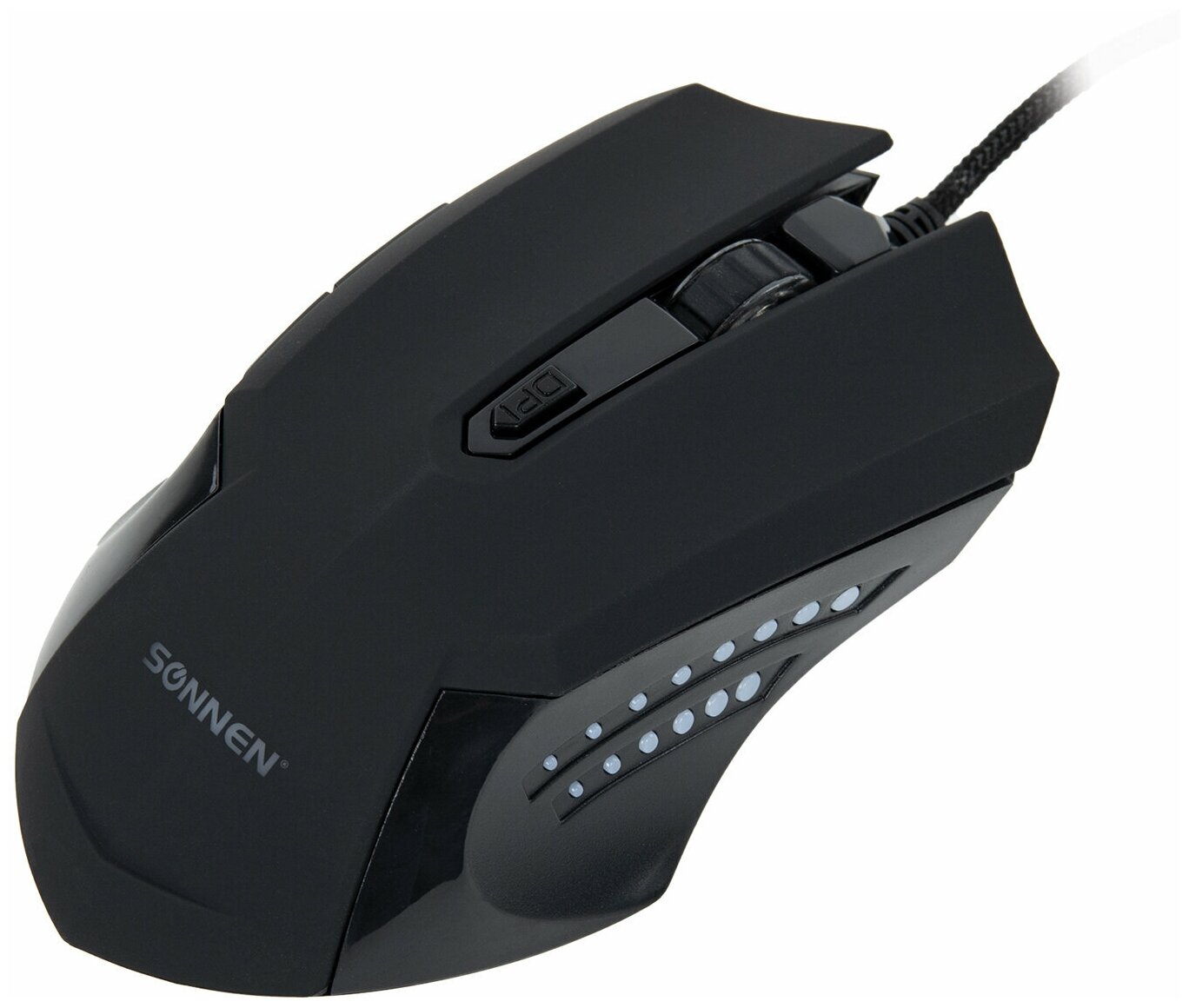 Мышь проводная игровая Sonnen I3 пластик 6 кнопок 800-2400 dpi LED-подсветка черная 513523