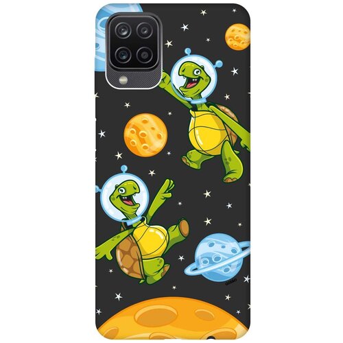 фото Силиконовая чехол-накладка silky touch для samsung galaxy a12 с принтом "cosmoturtles" черная gosso