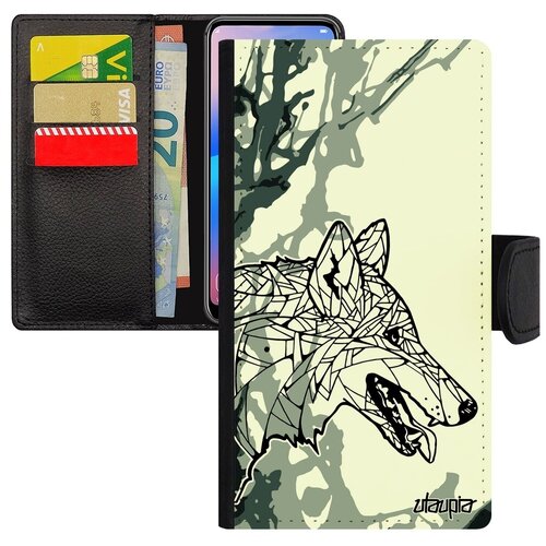 фото Стильный чехол книжка на смартфон // xiaomi redmi note 6 pro // "волк" дизайн охота, utaupia, серый