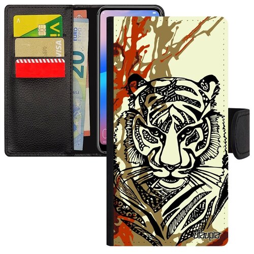 фото Новый чехол книжка для телефона // galaxy a40 // "тигр" хищник дизайн, utaupia, голубой