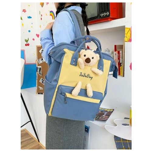 фото Рюкзак с мишкой / рюкзак для девочек, девушек / школьный рюкзак / рюкзак для студента / рюкзак для путешествий / рюкзак городской / синий, горчичный, желтый no name