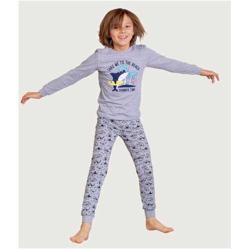 фото Пижама для мальчика штаны с лонгсливом mor, mor-05-007-001490, черная, размер 110-116