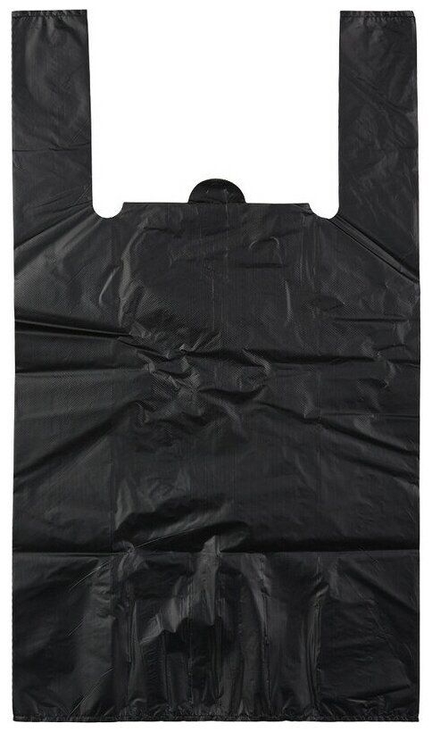 Пакет-майка усиленный, ПНД, 40+18x70см, черный, 45 мкм, 50 шт/уп 1806698