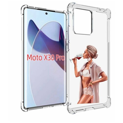 Чехол MyPads Девушка-с-вином женский для Motorola Moto X30 Pro задняя-панель-накладка-бампер