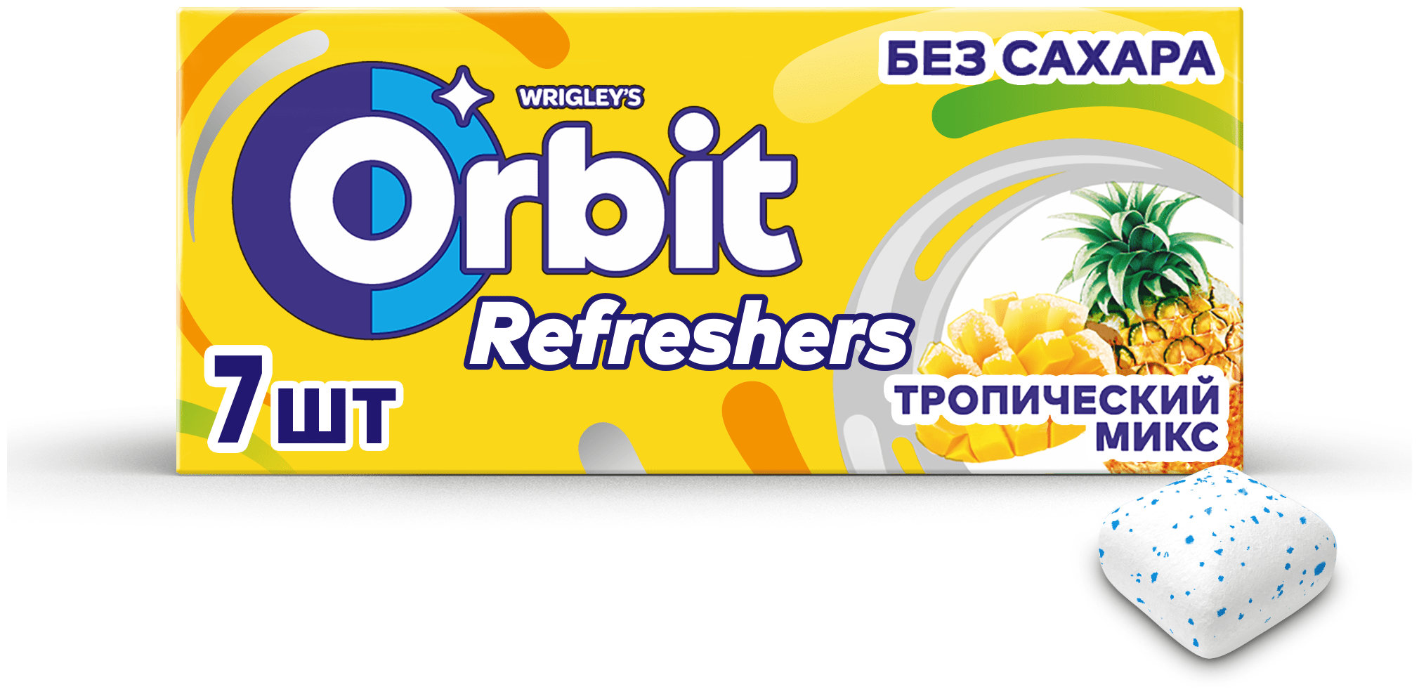 Жевательная резинка Orbit Refreshers Тропический микс, без сахара, 16 г, 12 шт. в уп.