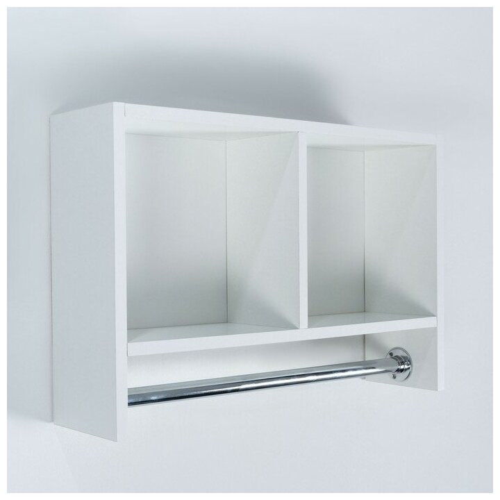 Шкаф подвесной со штангой для полотенец, белый, 60 х 15,4 х 40 см - фотография № 2