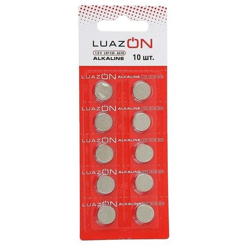 Luazon Home Батарейка алкалиновая (щелочная) Luazon, LR1130, AG10, блистер, 10 шт luazon home батарейка алкалиновая щелочная luazon lr1130 ag10 блистер 10 шт