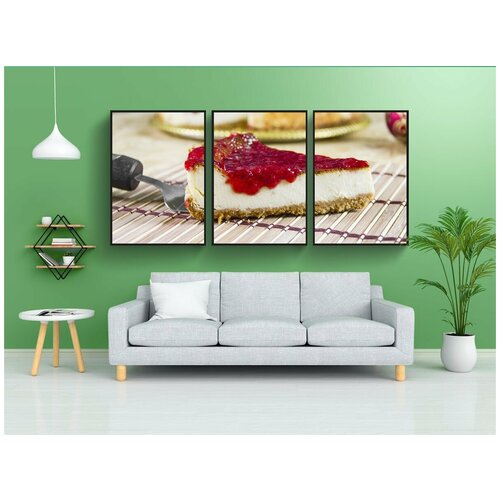 фото Набор модулных постеров для интерьера "чизкейк, клубника, сироп" 60x90 см. в тубусе, без рамки lotsprints