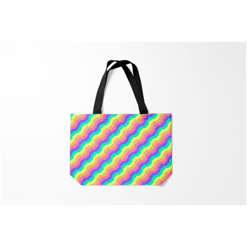 фото Сумка-шоппер / 46х35 см / популярные иллюстрации / текстуры радужные волны burnettie