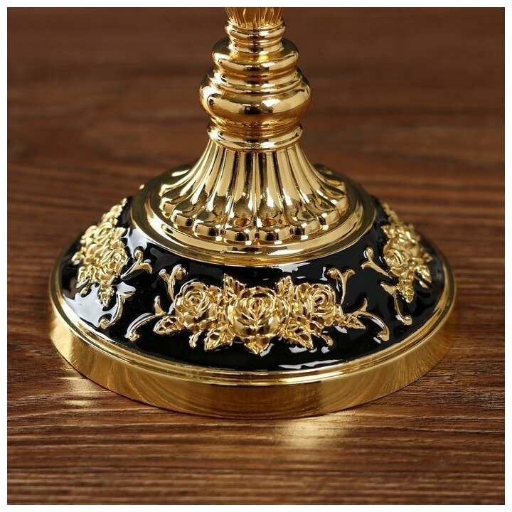 Подсвечник металл на 3 свечи "Розарий" золото, чёрная эмаль 35,5х32х12 см - фотография № 6