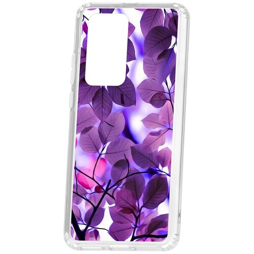 фото Чехол на huawei p40 pro kruche print purple leaves кruче