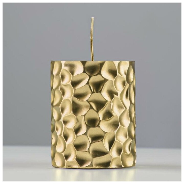 фото Свеча - цилиндр "ICEBERG", 8х6.5 см, золотая