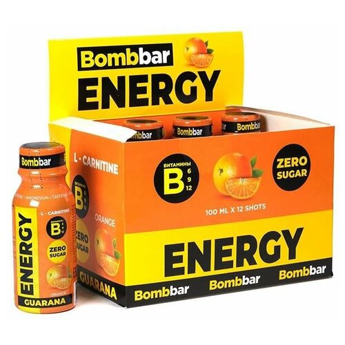 BOMBBAR L-Carnitine + Guarana ENERGY 50мл (коробка 12шт) (Orange) напиток bombbar energy guarana l carnitine 0 5 л