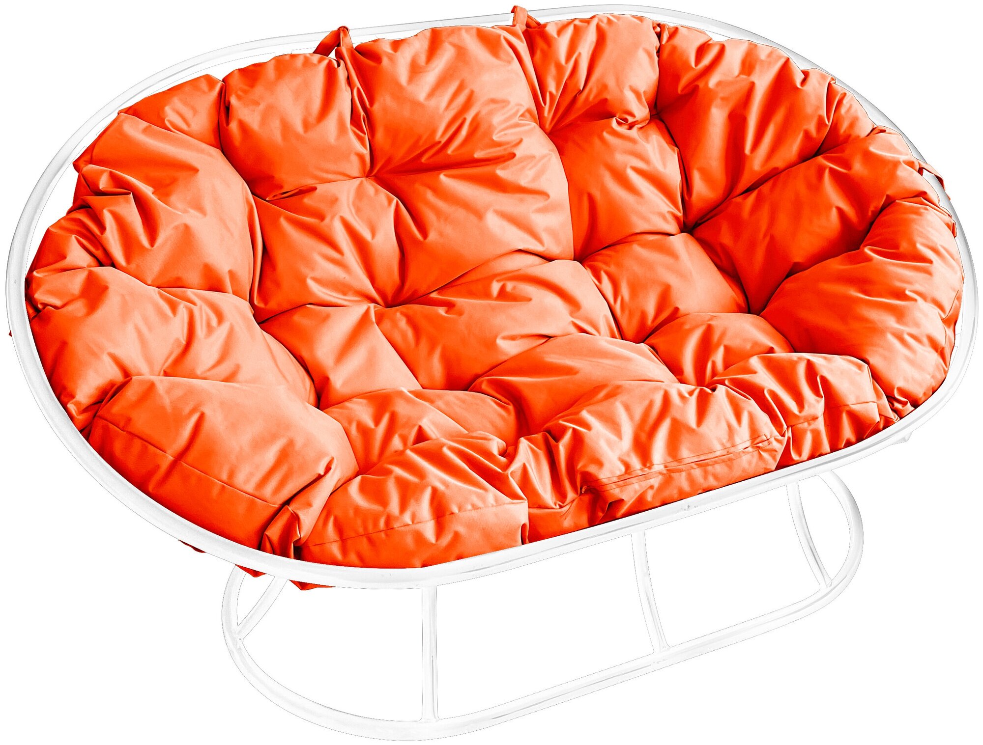Диван мамасан белый, оранжевая подушка