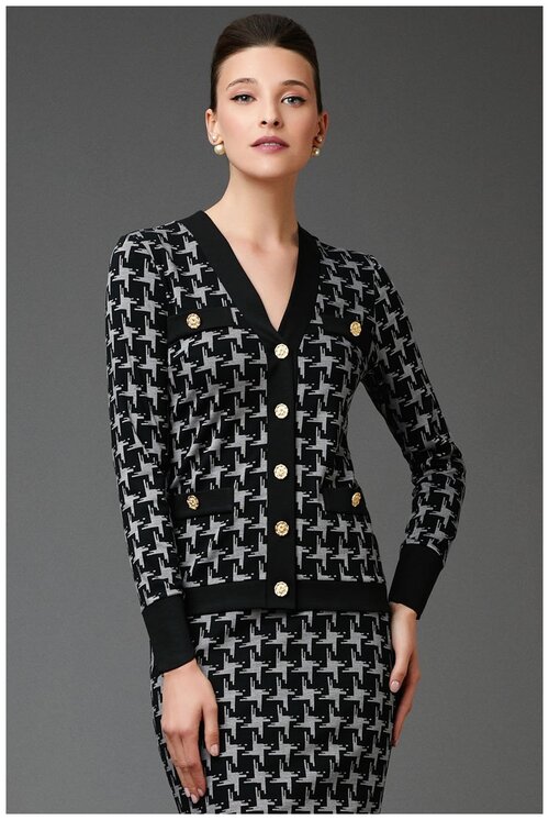 Пиджак Арт-Деко, размер 46, черный, серый