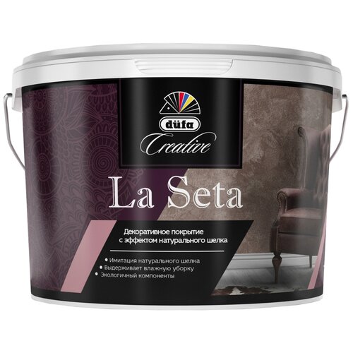 декоративное покрытие dufa creative la seta matt argento 6 кг Краска акриловая Dufa La Seta argento ST-001 1 кг