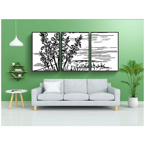 фото Набор модулных постеров для интерьера "вереск, природа, завод" 60x90 см. в тубусе, без рамки lotsprints