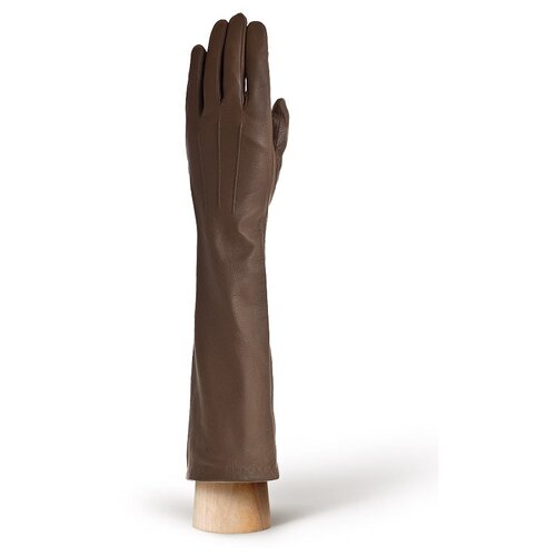 фото Перчатки eleganzza демисезонные, натуральная кожа, подкладка, размер 7.5, коричневый